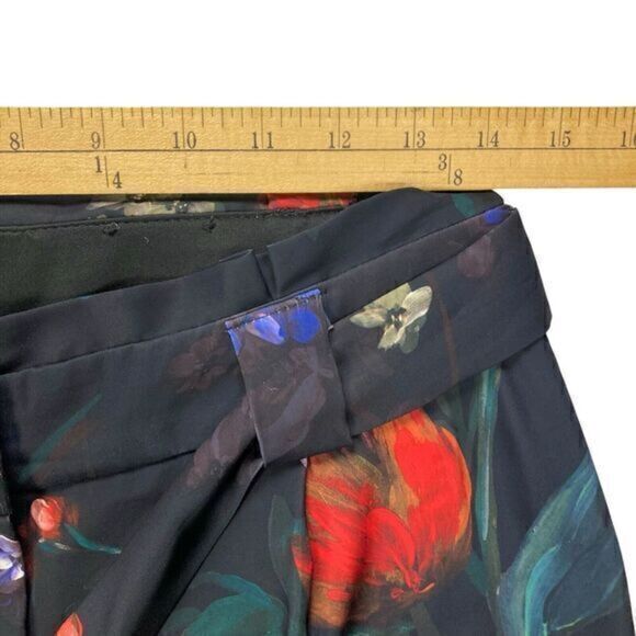 Express Paper Bag Pants Womens 6 Floral High Waisted Satin Shabby Chic Trousers - Picture 9 of 16